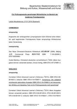 Liste genehmigter W&ouml;rterb&uuml;cher - Bayerisches Staatsministerium f&uuml;r