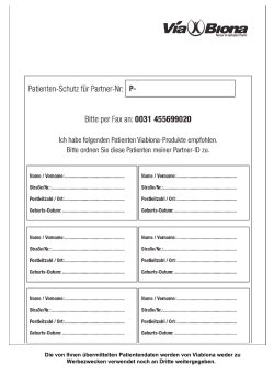 Die von Ihnen &uuml;bermittelten Patientendaten werden von Viabiona