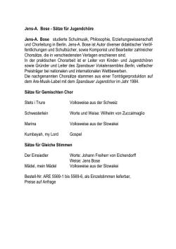 Jens-A. Bose - S&auml;tze f&uuml;r Jugendch&ouml;re Jens-A