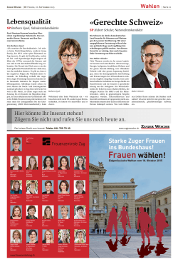 Gerechte Schweiz». Zuger Woche, 16. September 2015