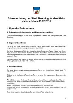Börsenordnung der Stadt Berching für den Kleinviehmarkt am 03.02