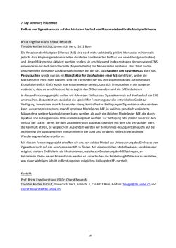 Einfluss von Zigarettenrauch auf den klinischen Verlauf von