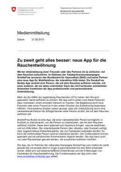 Medienmitteilung Zu zweit geht alles besser: neue App