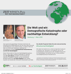 Die Welt und wir: Demografische Katastrophe oder nachhaltige