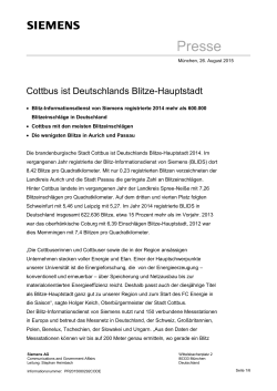 Presseinformation: Cottbus ist Deutschlands Blitze