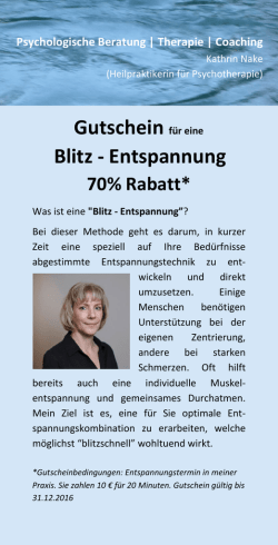 Gutschein f&uuml;r eine Blitz - Entspannung