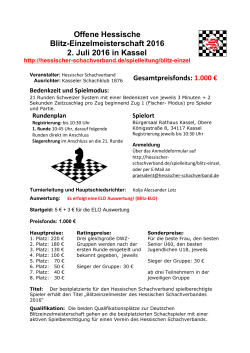 Offene Hessische Blitz-Einzelmeisterschaft 2016 2. Juli 2016 in Kassel