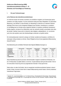 Heilbronner Blitz-Screening (HBS) Instruktionsverst&auml;ndnis (Klasse 3