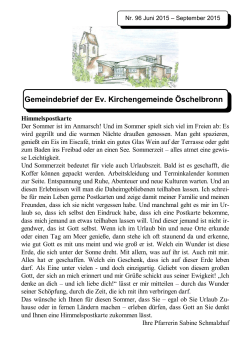Gemeindebrief 96, Juni 2015 - Evangelische Kirchengemeinde