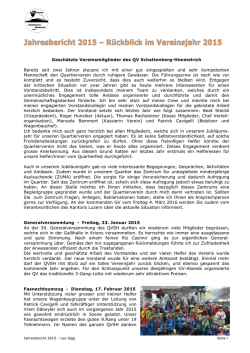 Jahresbericht von unserem Pr&auml;sidenten