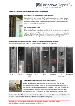 Erkennung und Identifizierung von Fensterbeschl&auml;gen