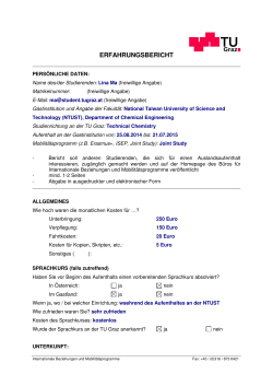 Erfahrungsbericht 1, Ma Lina, Technische Chemie, SJ 2014/15