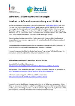 Handout Windows 10 Datenschutzeinstellungen