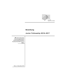 Bewerbung Junior Fellowship 2016–2017