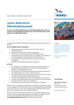 Junior-Referent/in Öffentlichkeitsarbeit