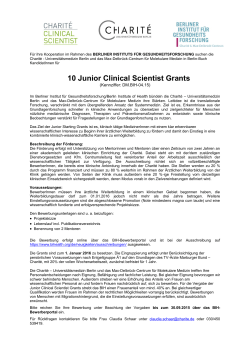 10 Junior Clinical Scientist Grants