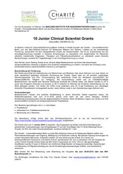 10 Junior Clinical Scientist Grants