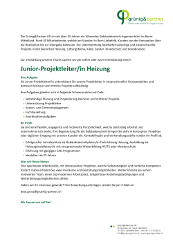 Junior-Projektleiter/in Heizung