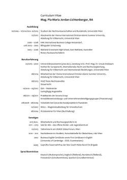 Curriculum Vitae Mag. Pia-Maria Jordan