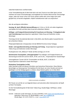 Infoflyer zur Tennissaison 2015