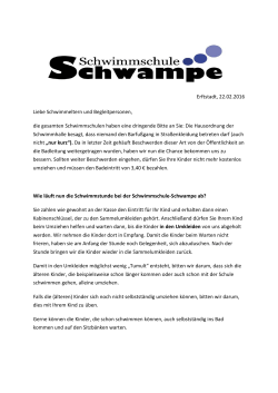 Brief Hausregeln _ 1 - Schwimmschule Schwampe