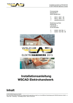 Installationsanleitung WSCAD Elektrohandwerk Inhalt