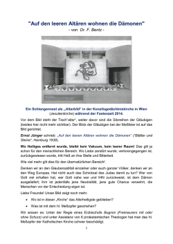 Auf den leeren Alt&auml;ren wohnen die D&auml;monen