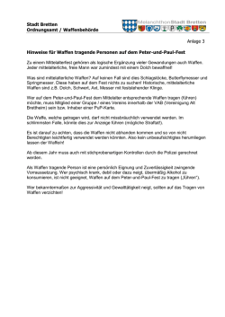 Hinweise f&uuml;r Waffen tragende Personen auf dem Peter-und