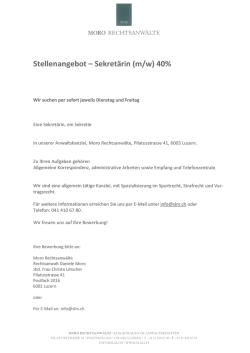 Stellenangebot — Sekretärin (m/w) 40%