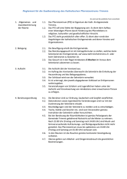 Reglement für die Saalbenützung des Katholischen Pfarreizentrums