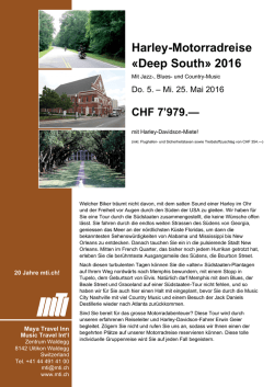 Harley-Motorradreise &laquo;Deep South&raquo; 2016