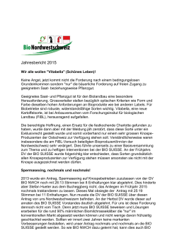 Jahresbericht 2015 - Bio Nordwestschweiz