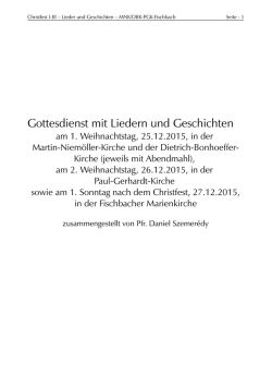 Gottesdienst mit Liedern und Geschichten