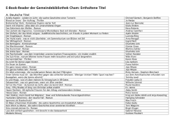E-Book-Reader der Gemeindebibliothek Cham: Enthaltene Titel