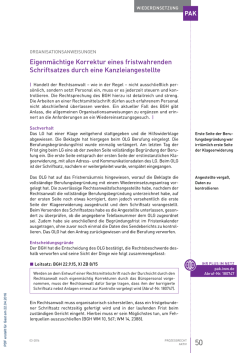 eigenm&auml;chtige Korrektur eines fristwahrenden schriftsatzes