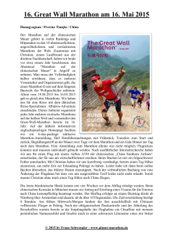 16. Great Wall Marathon am 16. Mai 2015 - Planet