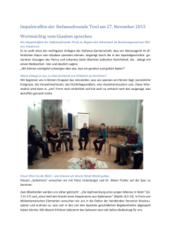 Impulstreffen der Stefanusfreunde Tirol am 27. November 2015