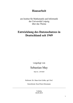 Hausarbeit Entwicklung des Datenschutzes in Deutschland seit