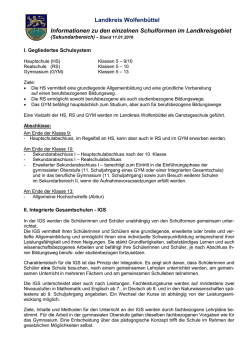 Informationen zu den einzelnen Schulformen