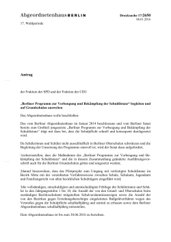 Antrag - Abgeordnetenhaus von Berlin