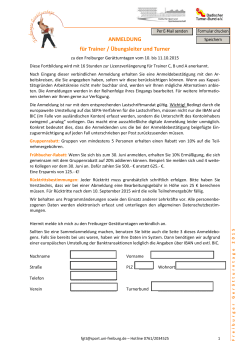 ANMELDUNG für Trainer / Übungsleiter und Turner