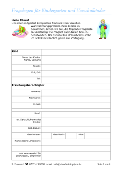 Fragebogen für Kindergarten und Vorschulkinder