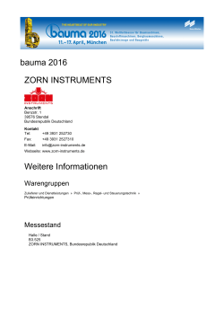 bauma 2016 ZORN INSTRUMENTS Weitere Informationen