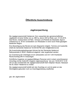 Jagdverpachtung in Zorn