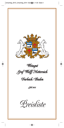 Preisliste  - Gräflich Wolff Metternich`sches Weingut