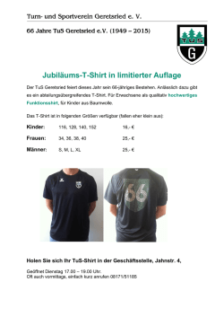 Jubil&auml;ums-T-Shirt in limitierter Auflage