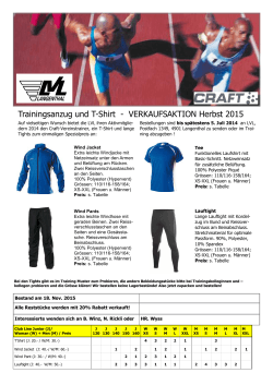 Trainingsanzug und T-Shirt - VERKAUFSAKTION Herbst 2015