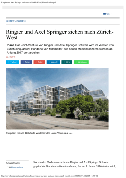 Ringier und Axel Springer ziehen nach Zürich-West