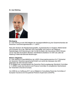 Lebenslauf - Dr. Axel Wehling