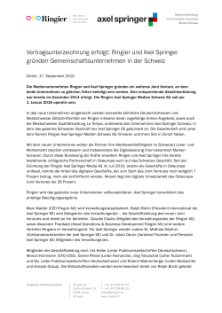 Vertragsunterzeichnung Ringier Axel Springer Medien